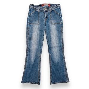 D10 Vintage Y2K Laser Jeans Women's Flare Low Rise No Pockets Dance Rave